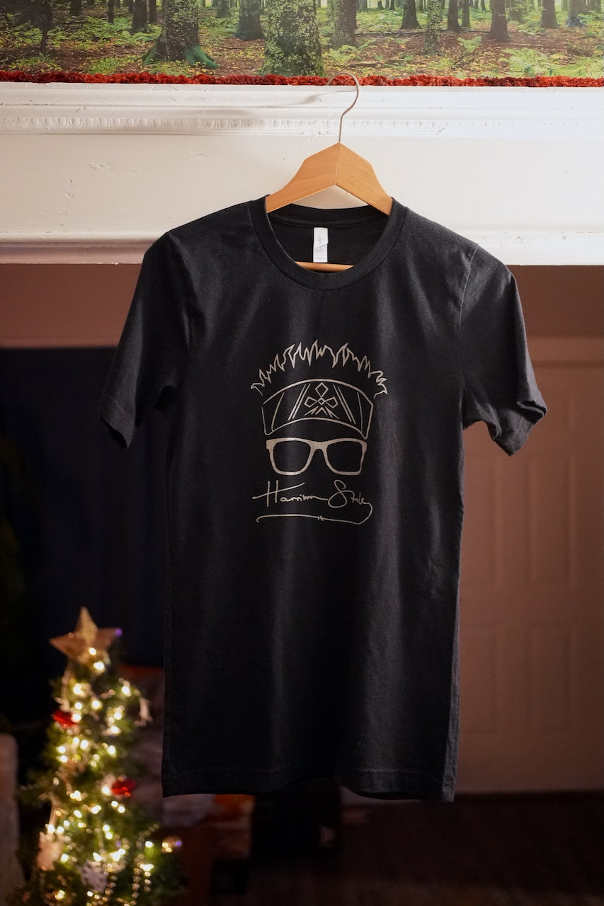 Harrison Steele Face T-shirt (light grey ink on black)