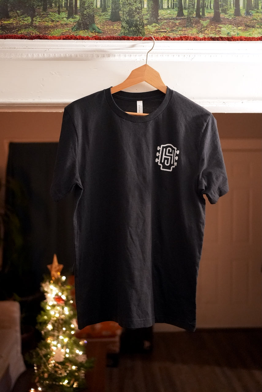 HS Guitar Emblem T-shirt (white ink on black)